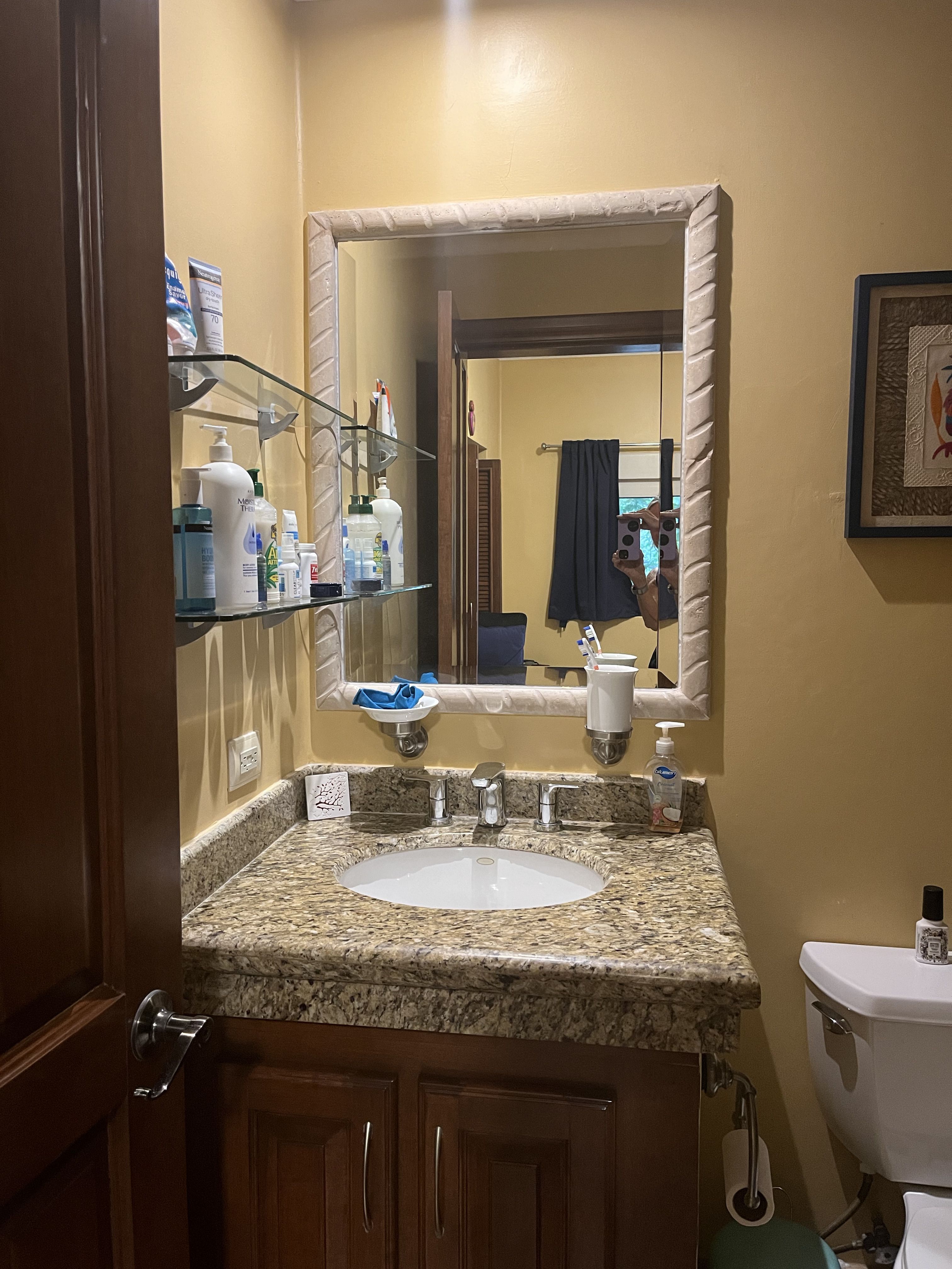 The bathroom attached to the guest room